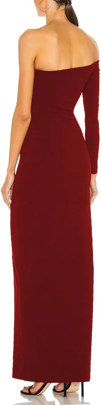 Aigeman Women Off Shoulder Long Sleeve Maxi Dress with Side Slit Palmer Formal Dress One Shoulder Evening Gown 351