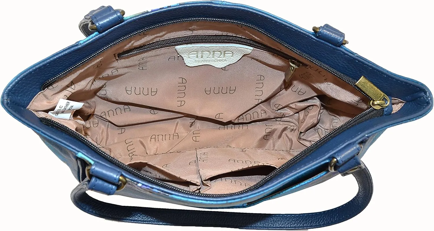 Anna by Anuschka Women's Leather Small Tote Handbag, Hand-Painted Original Artwork