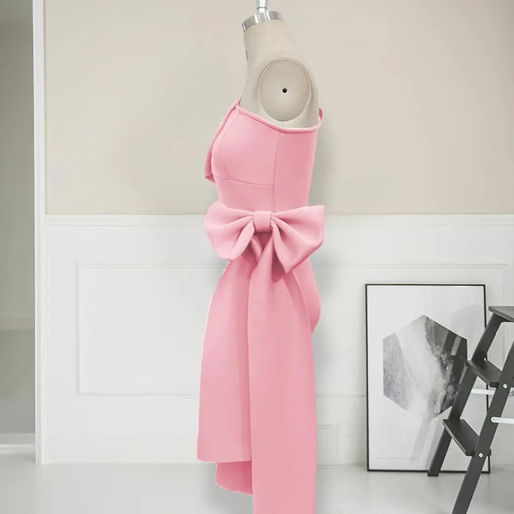 AOMEI Women's Elegant Bodycon Dress Summer One Shoulder Cocktail Party Dresses with Bow for Women