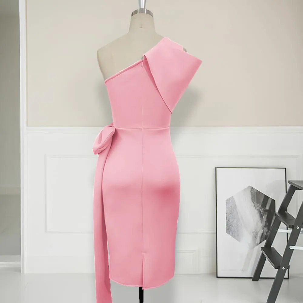 AOMEI Women's Elegant Bodycon Dress Summer One Shoulder Cocktail Party Dresses with Bow for Women