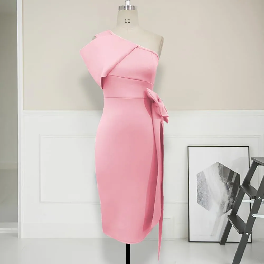 AOMEI Women's Elegant Bodycon Dress Summer One Shoulder Cocktail Party Dresses with Bow for Women