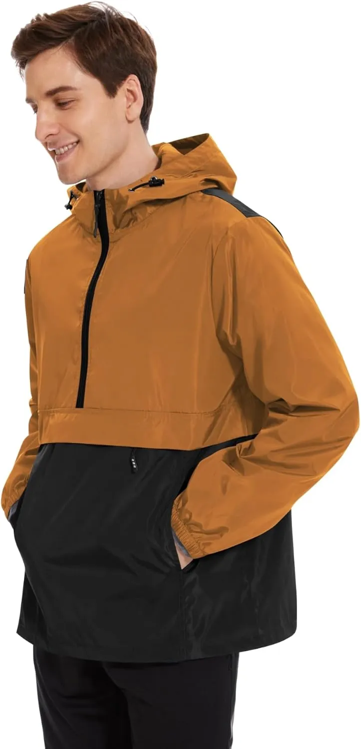 Avoogue Men's Rain Jacket Waterproof Lightweight windbreaker Packable Pullover for Hiking Golf Running