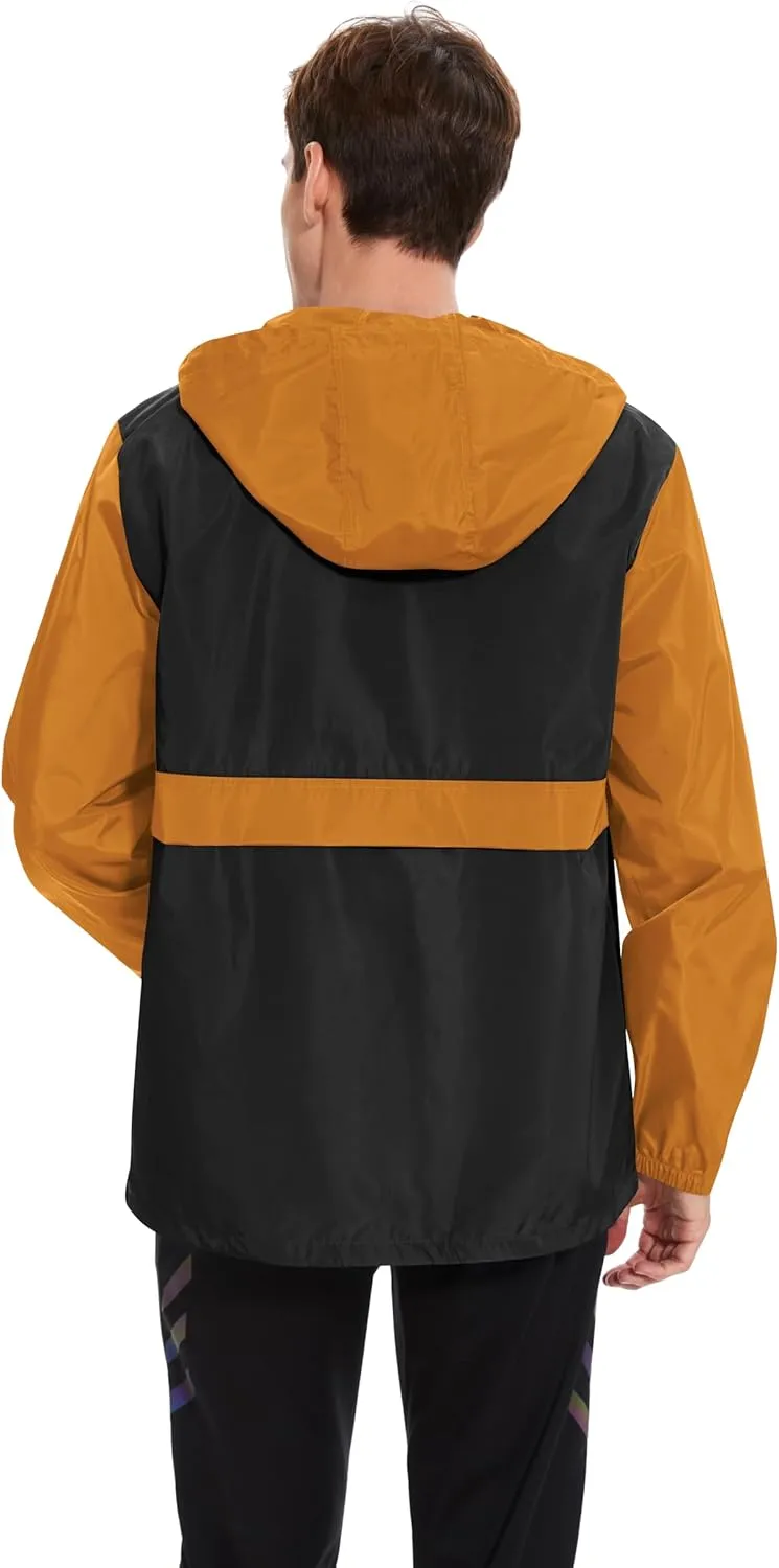 Avoogue Men's Rain Jacket Waterproof Lightweight windbreaker Packable Pullover for Hiking Golf Running