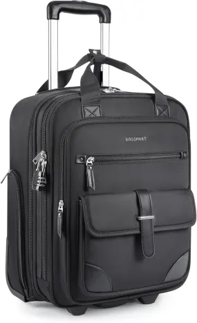 BAGSMART Carry on Luggage with Wheels, 16-inch Underseat Travel Suitcase Airline approved, Lightweight Softside Carry-on Luggage for Airplanes Women Overnight Rolling Bags for Short Trip, Black