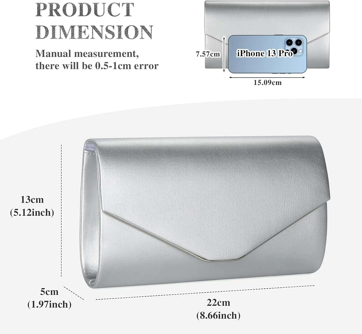 BAIGIO Women's Clutch Elegant Evening Bag Bridal Bag Clutch with Removable Chain Formal Handbag for Wedding Party Prom, PU Silver, Bag