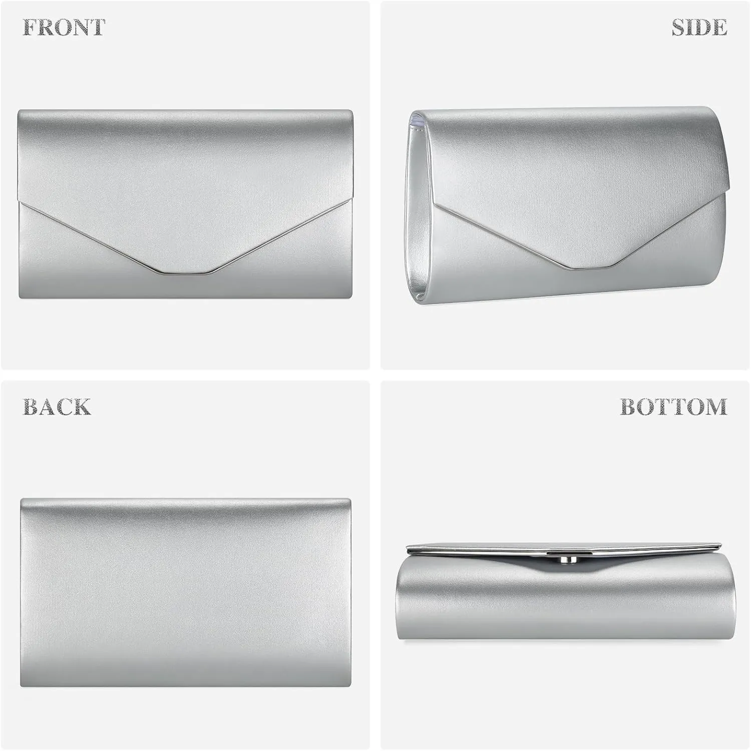 BAIGIO Women's Clutch Elegant Evening Bag Bridal Bag Clutch with Removable Chain Formal Handbag for Wedding Party Prom, PU Silver, Bag