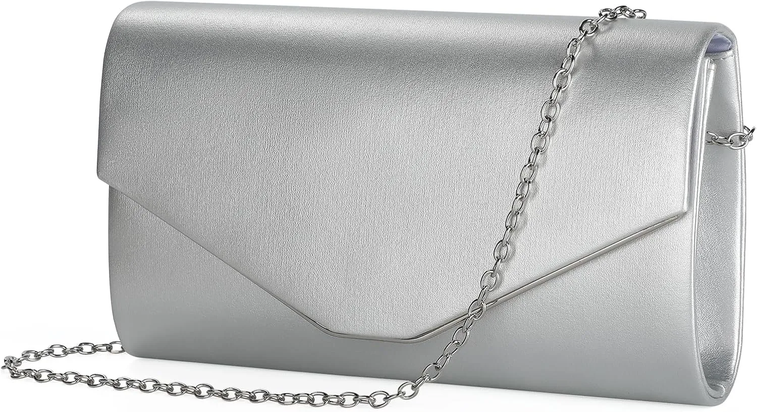 BAIGIO Women's Clutch Elegant Evening Bag Bridal Bag Clutch with Removable Chain Formal Handbag for Wedding Party Prom, PU Silver, Bag