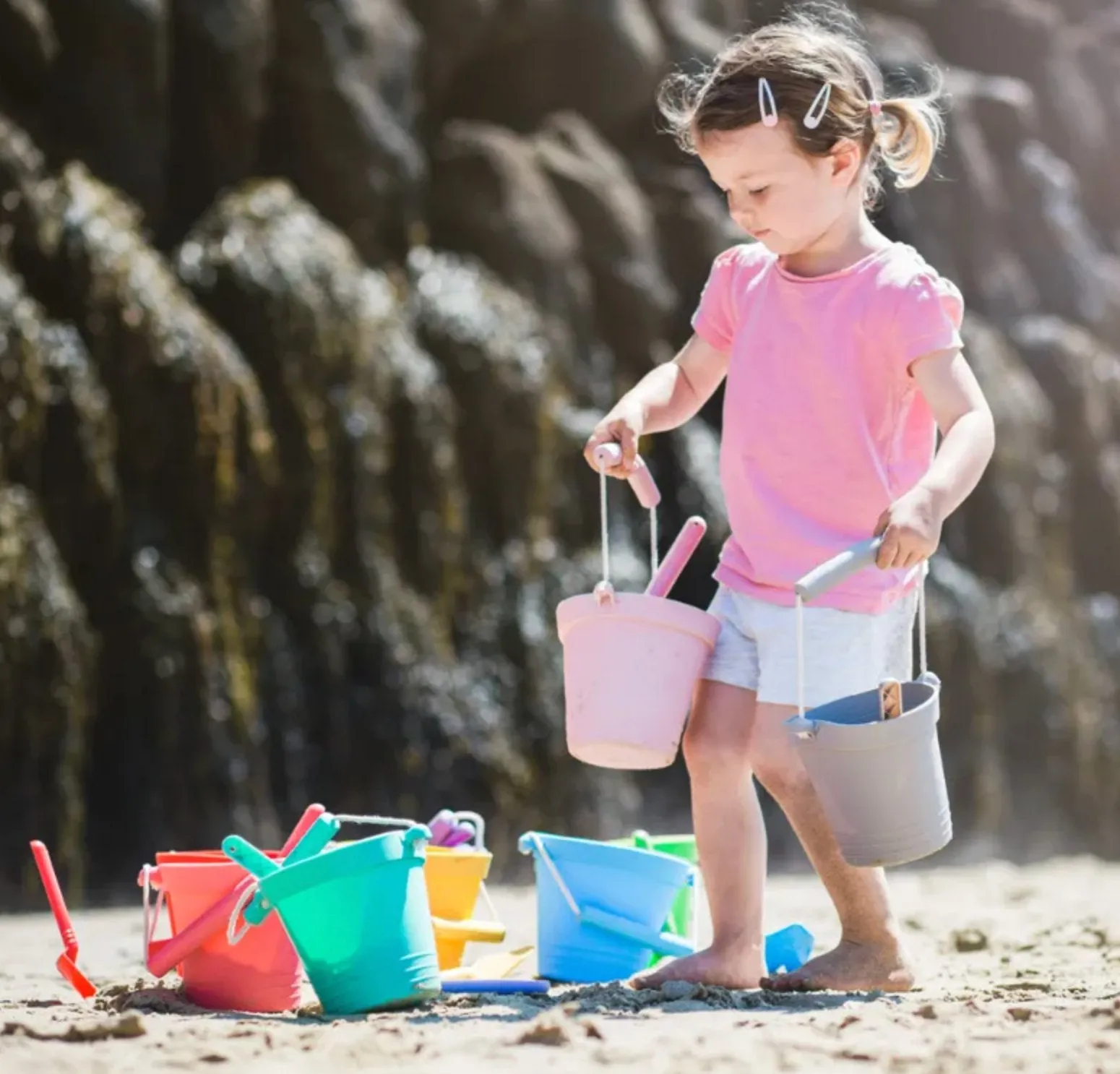 Bigjigs Pink Eco Bucket, Spade and Flyer Set