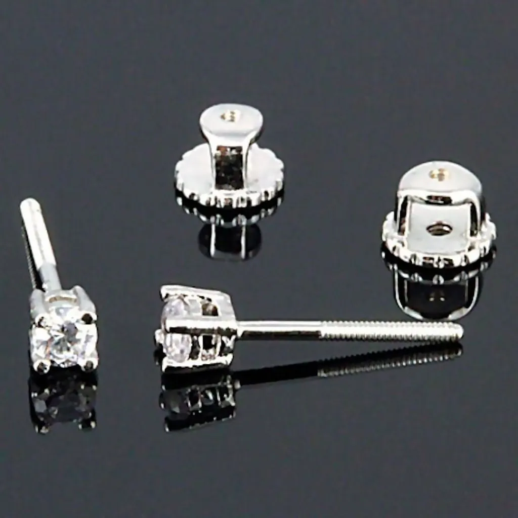 Candi: 3mm, 0.2ct Russian Ice Simulated Diamond Screw Back Earrings