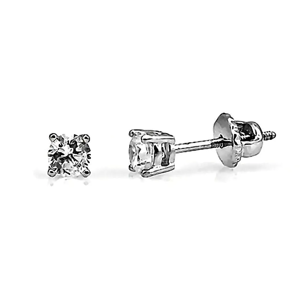 Candi: 3mm, 0.2ct Russian Ice Simulated Diamond Screw Back Earrings