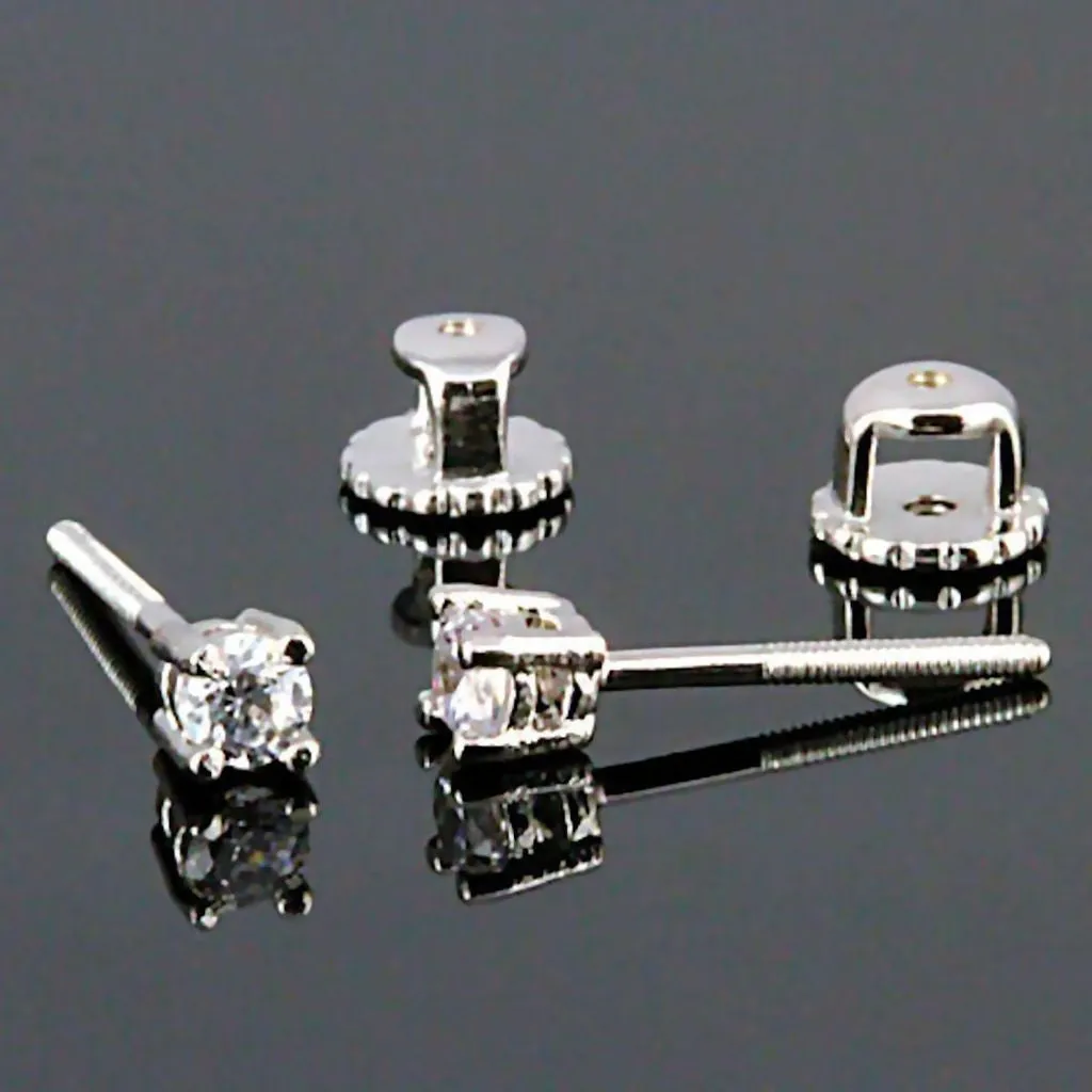 Candi: 3mm, 0.2ct Russian Ice Simulated Diamond Screw Back Earrings