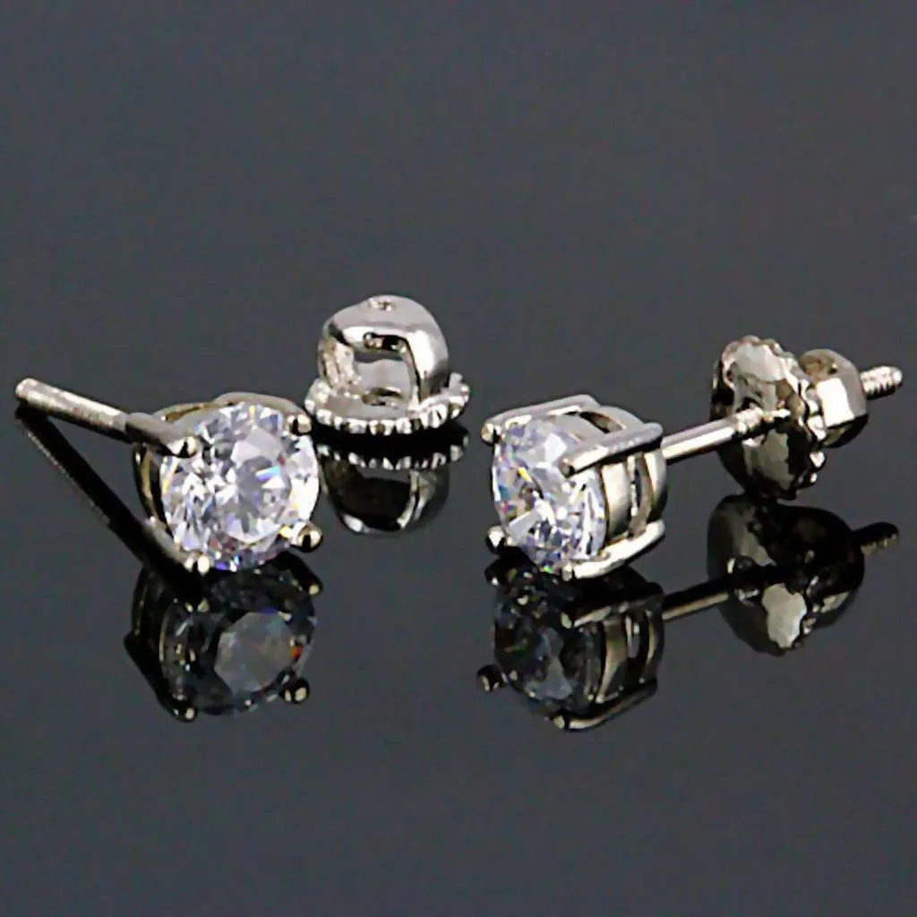 Candi: 5mm, 1.0ct Russian Ice Simulated Diamond Screw Back Earrings