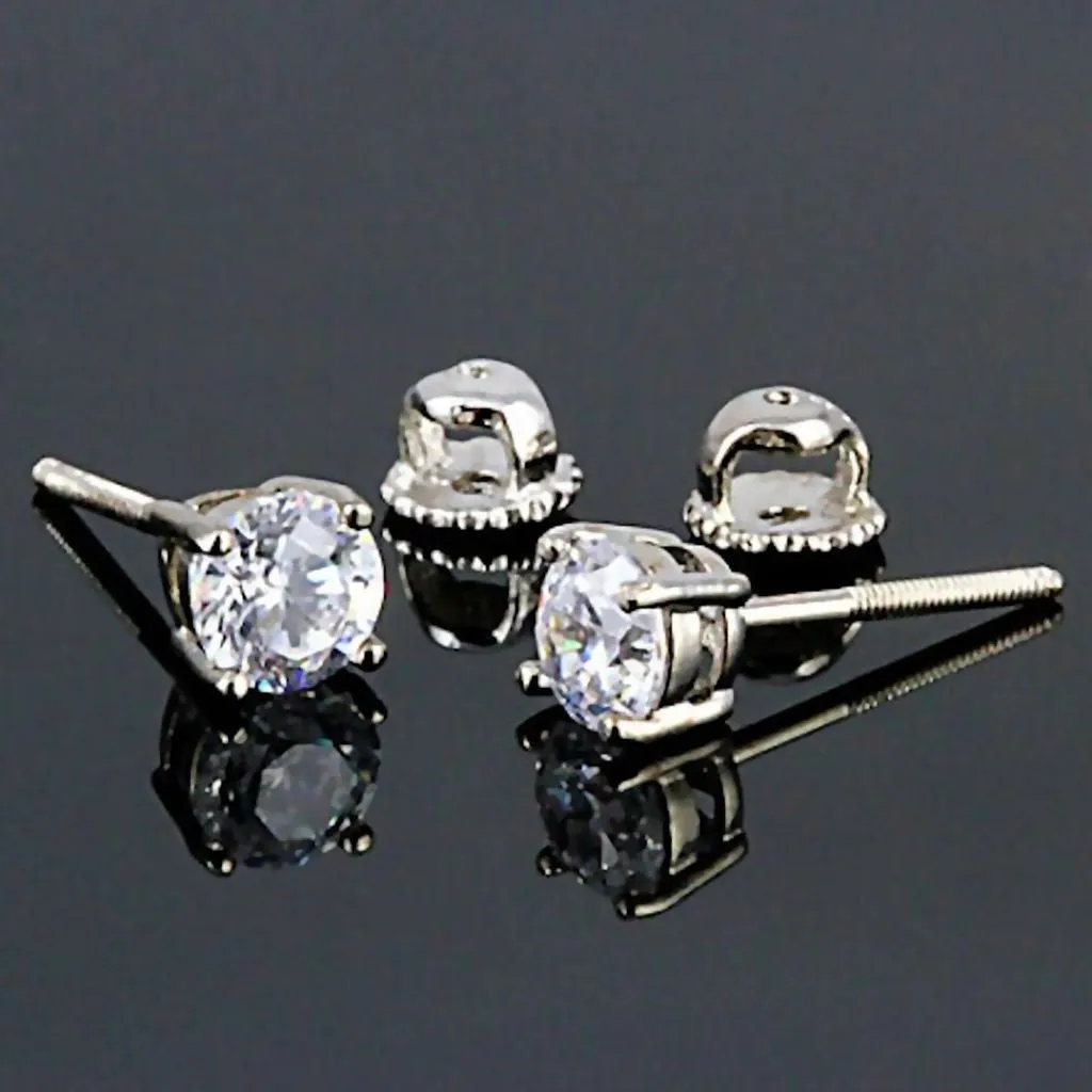 Candi: 5mm, 1.0ct Russian Ice Simulated Diamond Screw Back Earrings