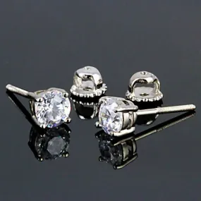Candi: 5mm, 1.0ct Russian Ice Simulated Diamond Screw Back Earrings