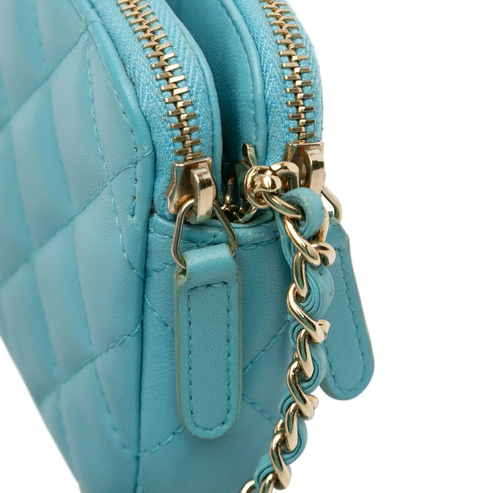 Chanel Cc Lambskin Double Zip