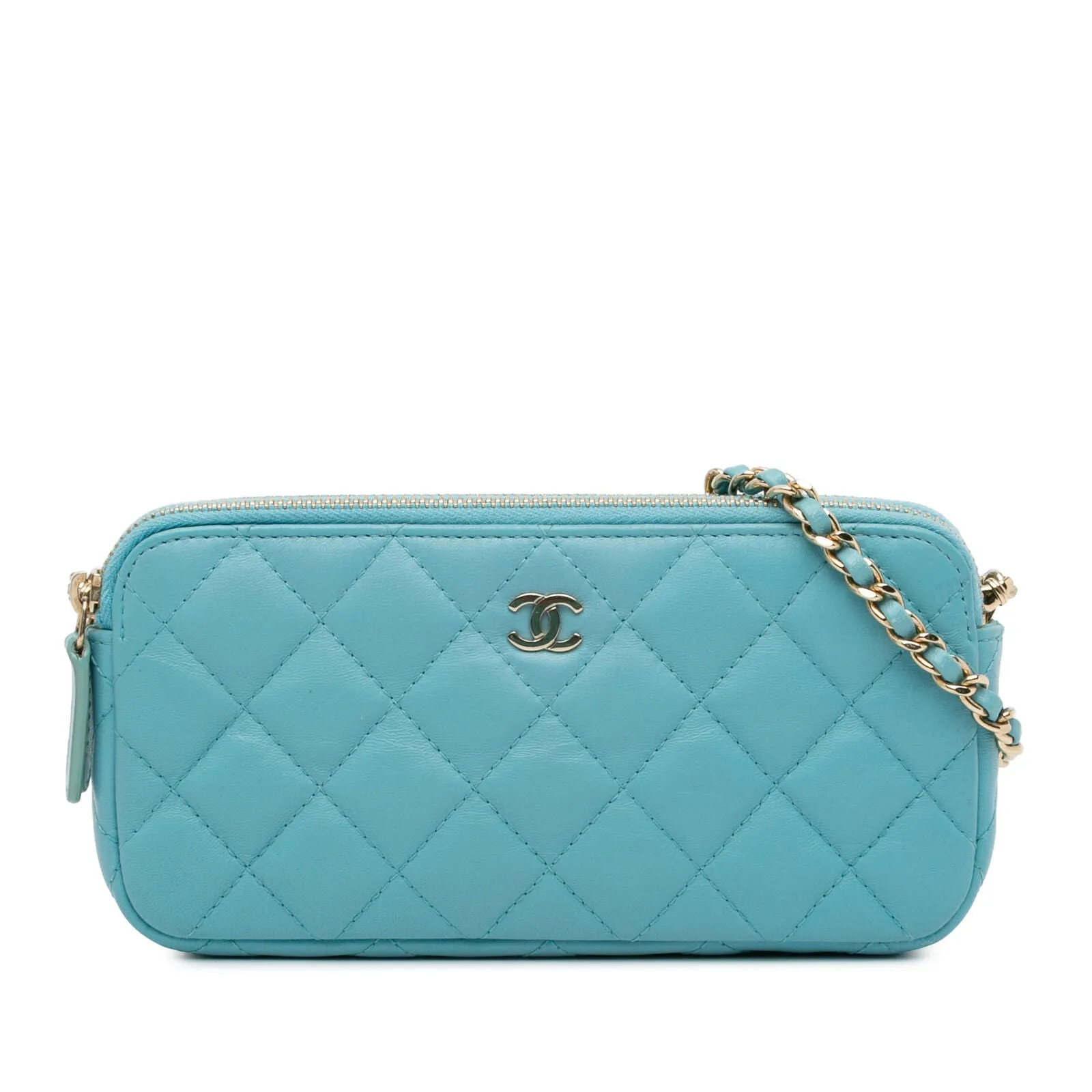 Chanel Cc Lambskin Double Zip