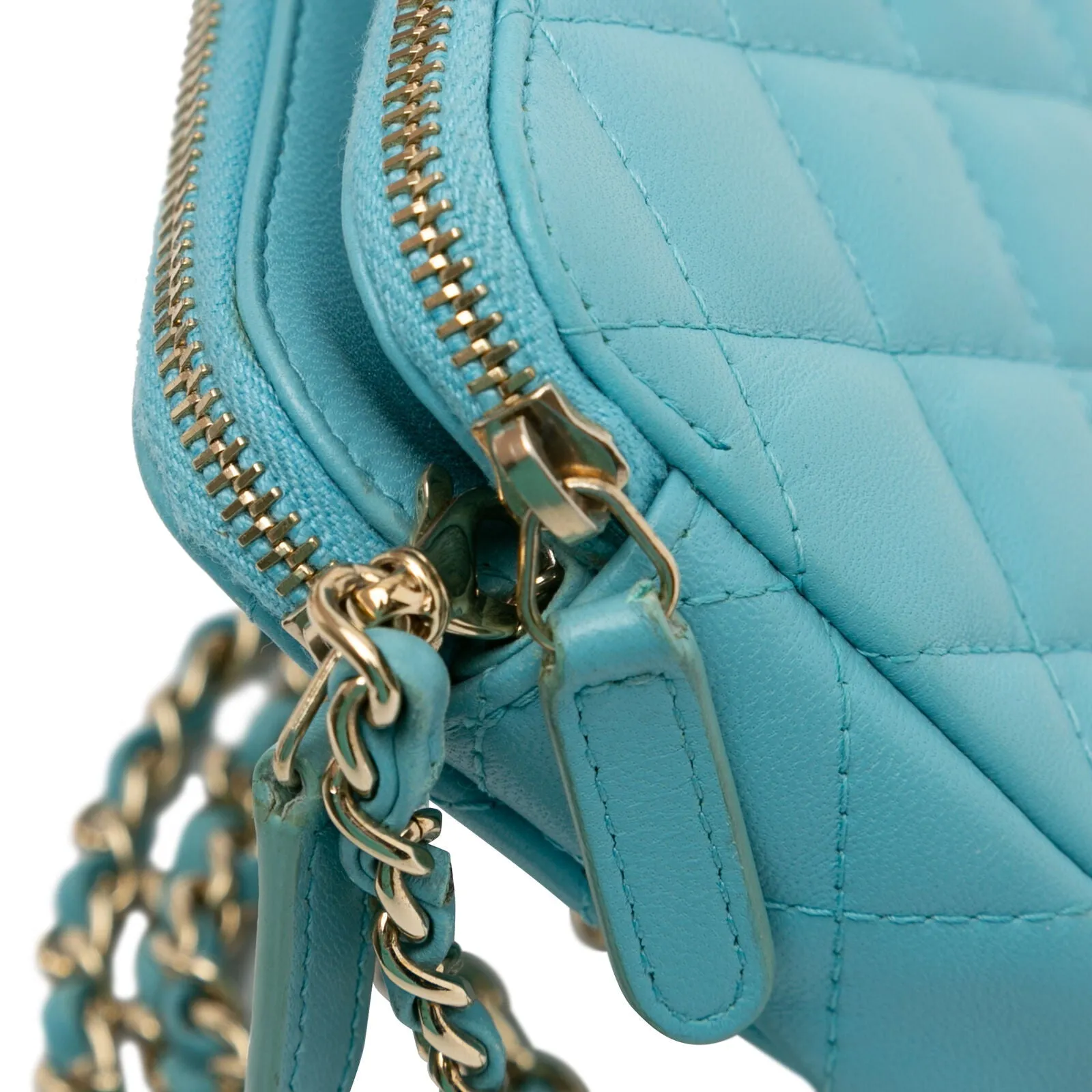 Chanel Cc Lambskin Double Zip