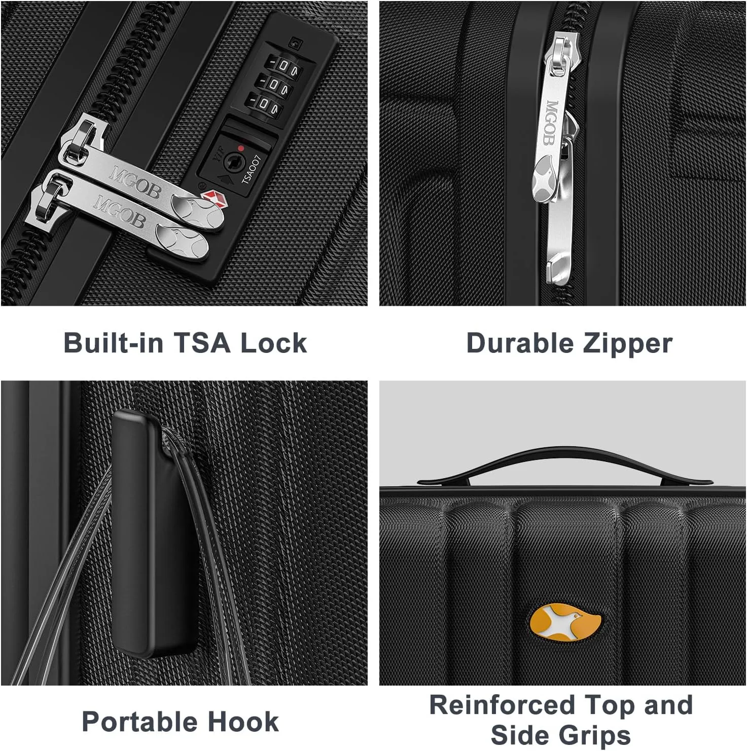 Checked Luggage 24 inch - Hard Shell Suitcase with Spinner Wheels, Lightweight PC Luggage with TSA Lock(Black, Checked-Medium 24-Inch