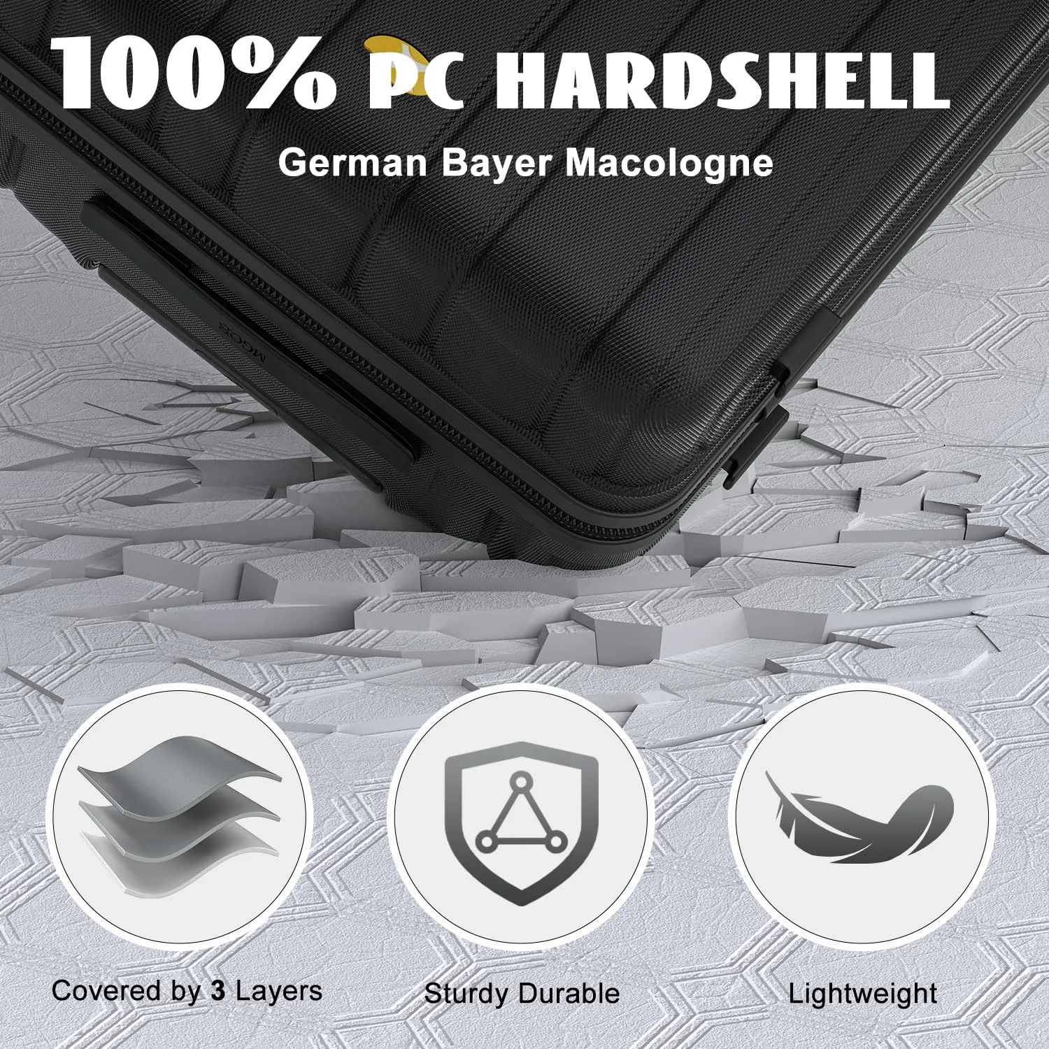 Checked Luggage 24 inch - Hard Shell Suitcase with Spinner Wheels, Lightweight PC Luggage with TSA Lock(Black, Checked-Medium 24-Inch