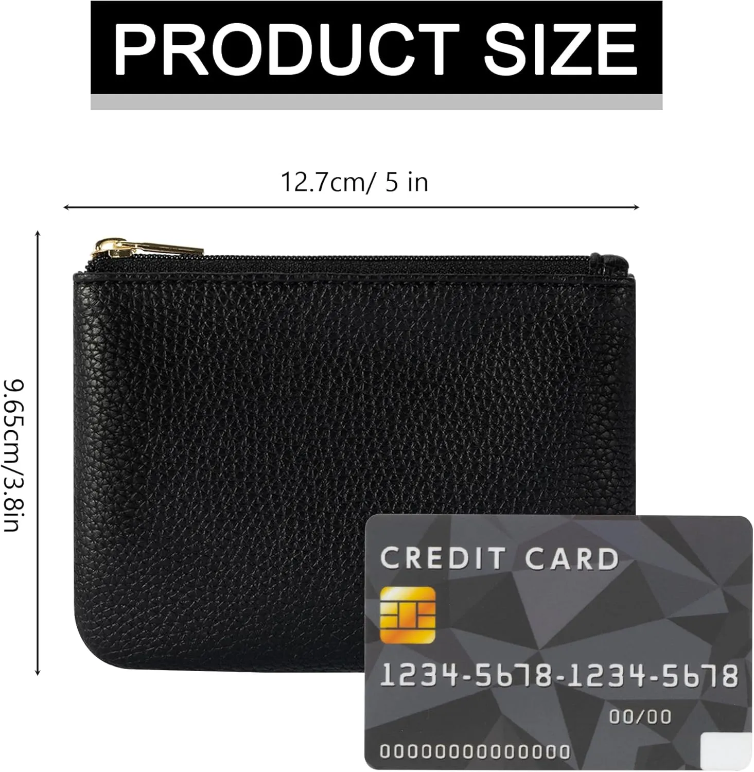 Chelmon PU Leather Coin Purse Pouch Change Holder Small With Zipper for Men Women 2 PCS Set (Black&Black)