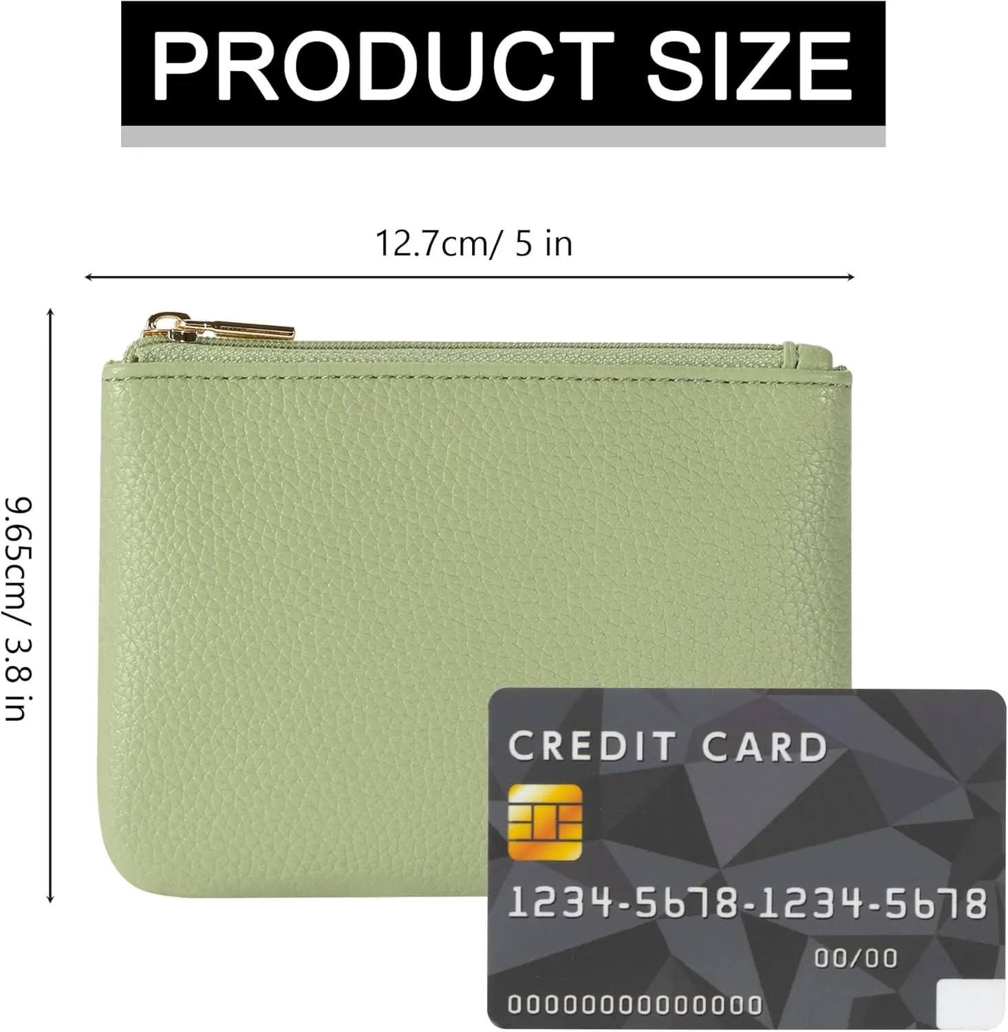 Chelmon PU Leather Coin Purse Pouch Change Holder Small With Zipper for Men Women 2 PCS Set (Black&Light Green)