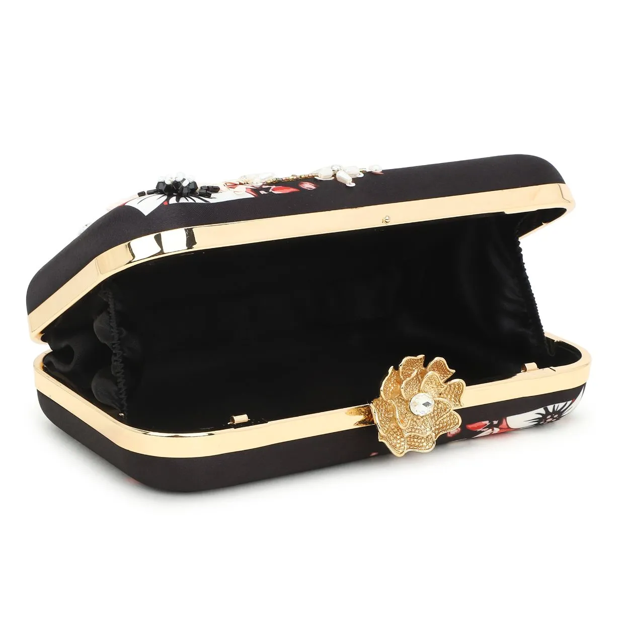 Customised Black Name Embroidery Highlight Party Clutch