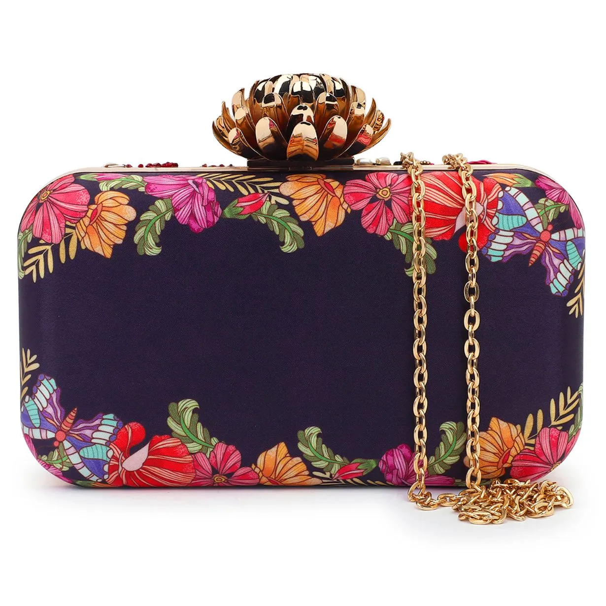 Customized Embroidery Blue Name Party Highlight Clutch