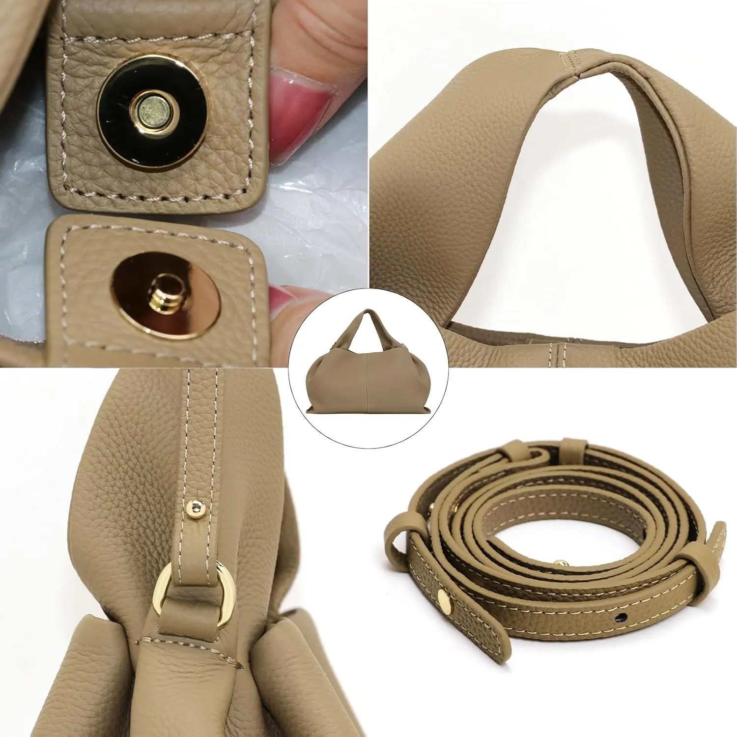 Genuine Leather Retro Shoulder Crossbody Bag for Women, Chic Dumpling Bag and Cute Cloud Handbag for Women