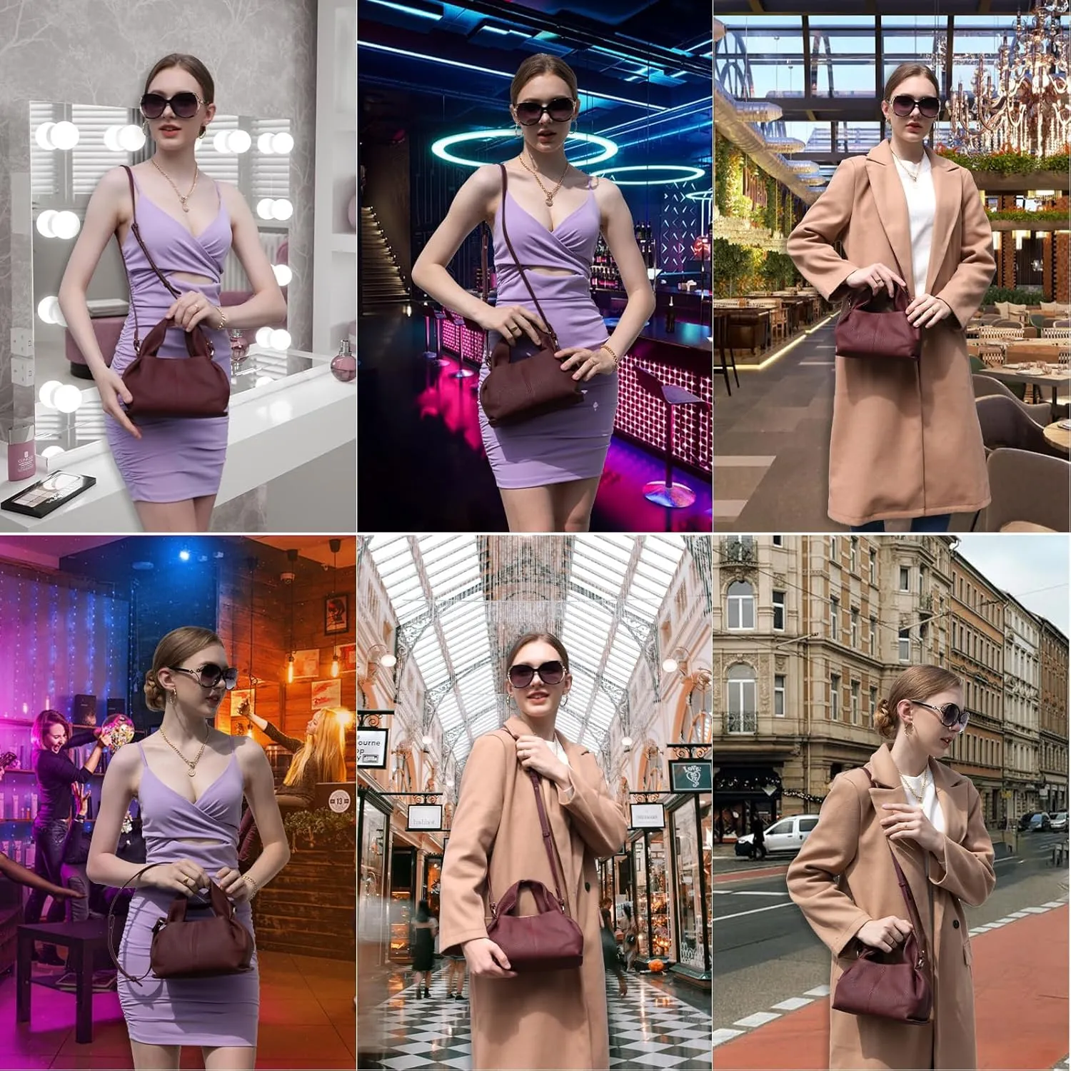 Genuine Leather Retro Shoulder Crossbody Bag for Women, Chic Dumpling Bag and Cute Cloud Handbag for Women