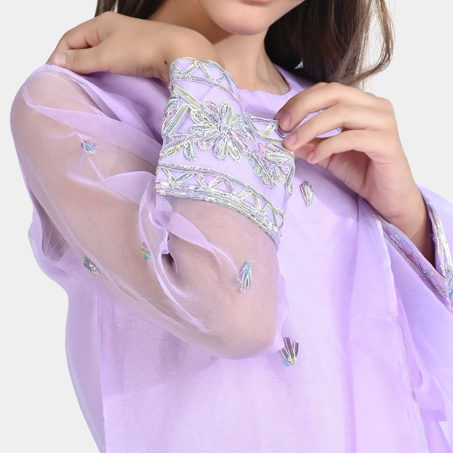 Girls Raw Silk 3PCs Suit Gotta Work - Lilac