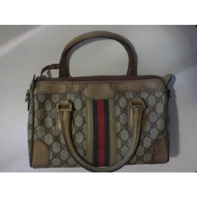 Gucci Boston Vintage Logo Brown Gg Canvas Satchel