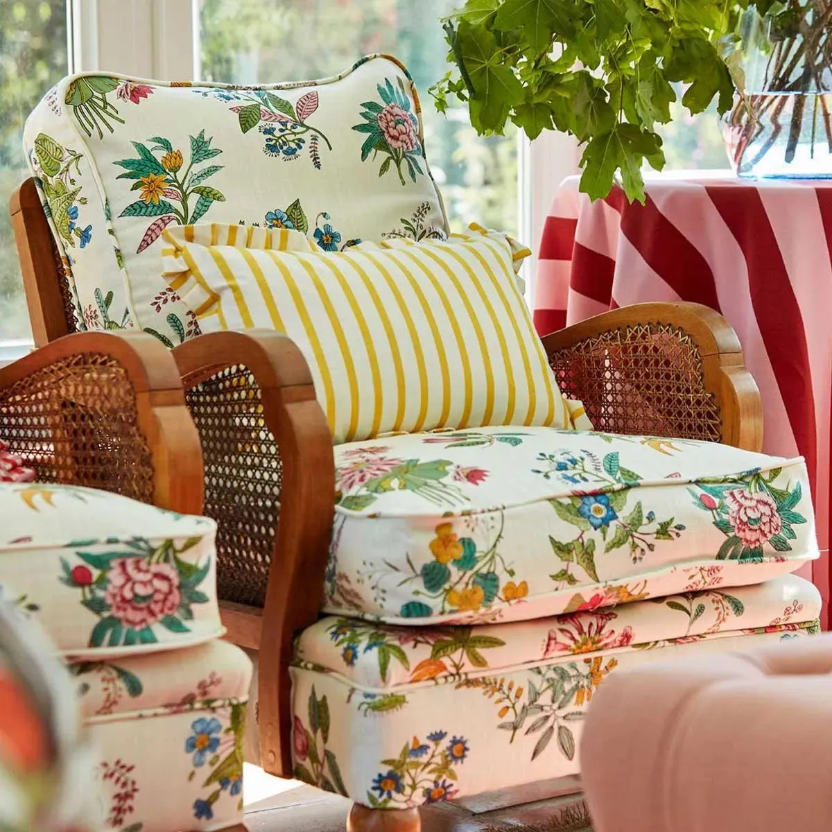 Harlequin X Sophie Robinson 'Paper Straw Stripe - Ruby/Rose' Fabric