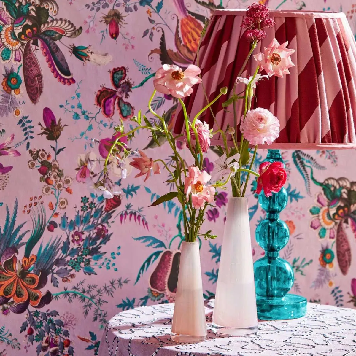 Harlequin X Sophie Robinson 'Paper Straw Stripe - Ruby/Rose' Fabric