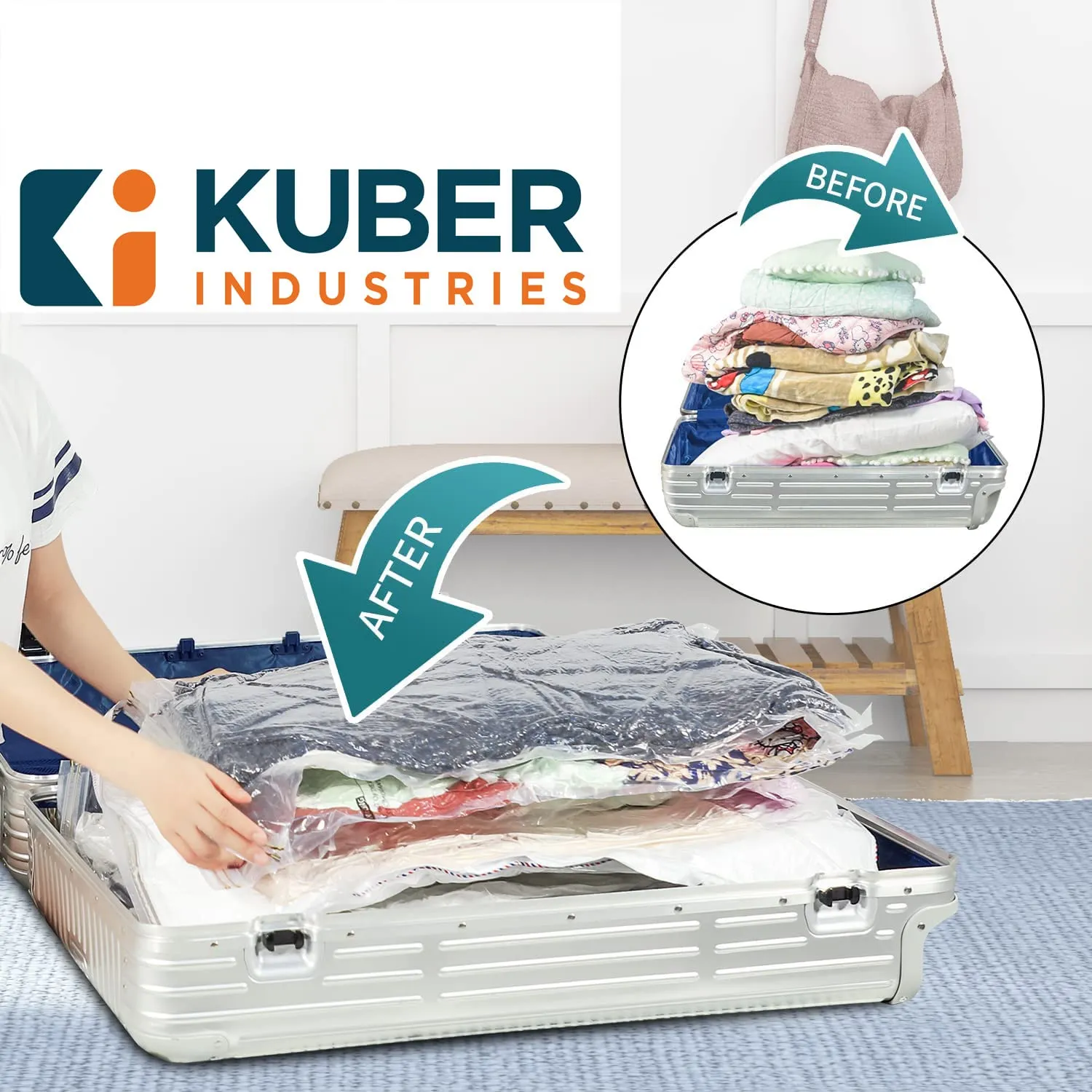 Heart Home Vacuum Storage Bags | Travel Space Saver Seal Bags | Vacuum Bags for Comforters | Bags for Blankets | Bags for Clothes with Hand Pump | 40x60 | Pack of 2 | Transparent