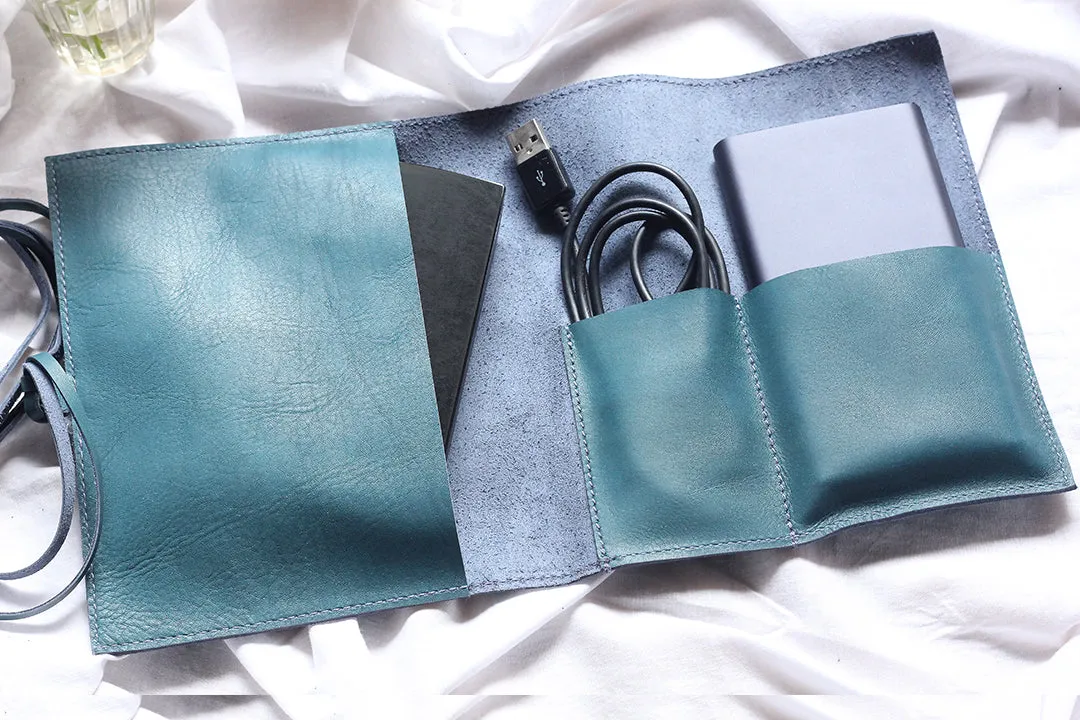 Leather Gadget Wrap - Blue