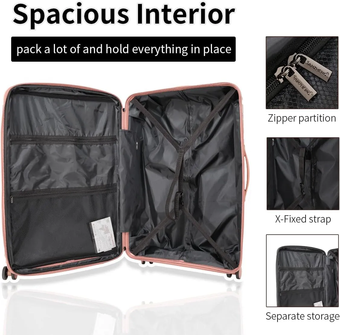 Luggage Sets  3 Piece Hard Shell Suitcases for Women and Men, Travel luggage Set with Spinner Wheels & TSA Lock (Light Pink, 20/25/29 inch)