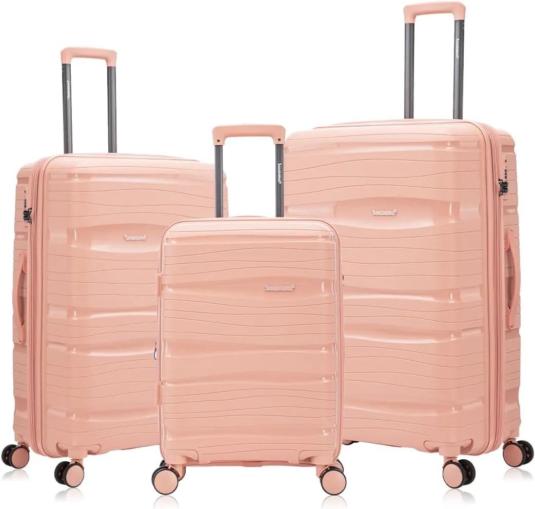 Luggage Sets  3 Piece Hard Shell Suitcases for Women and Men, Travel luggage Set with Spinner Wheels & TSA Lock (Light Pink, 20/25/29 inch)