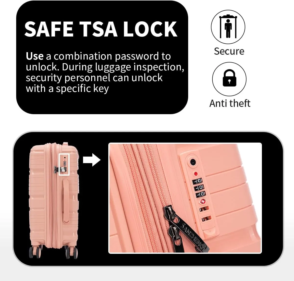 Luggage Sets  3 Piece Hard Shell Suitcases for Women and Men, Travel luggage Set with Spinner Wheels & TSA Lock (Light Pink, 20/25/29 inch)