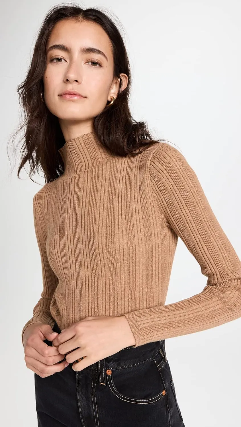 Madewell Leaton Mockneck Pullover Sweater for Women - Stand Collar with Long Sleeves and Cropped Length, Chic and Warm