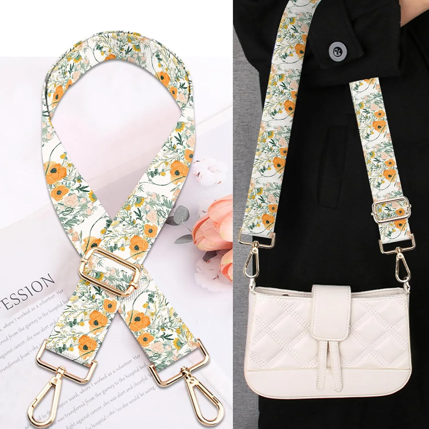 Purse Strap Crossbody Shoulder Straps Adjustable Replacement 1.5 inch Wide for Women Girls Bag Cute Aesthetic