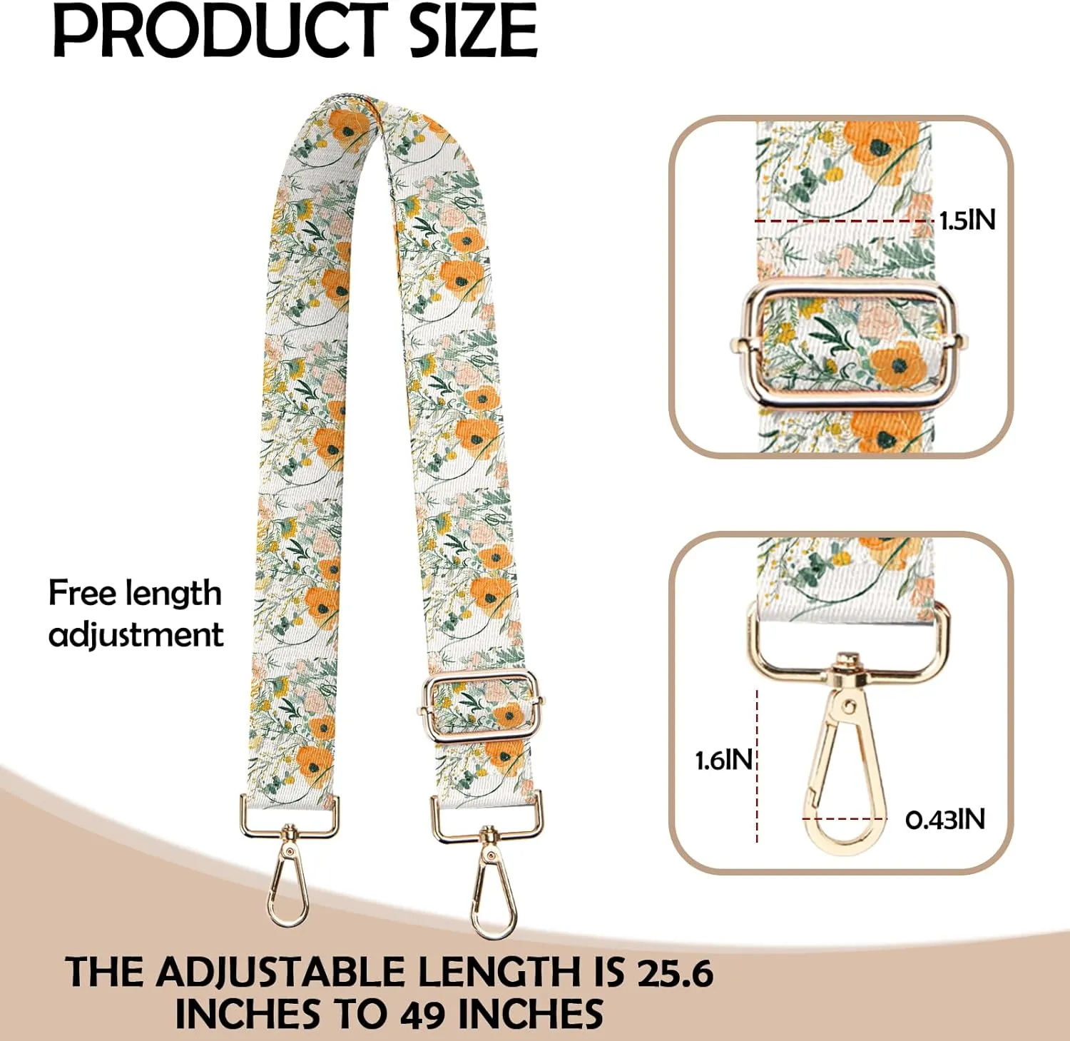 Purse Strap Crossbody Shoulder Straps Adjustable Replacement 1.5 inch Wide for Women Girls Bag Cute Aesthetic