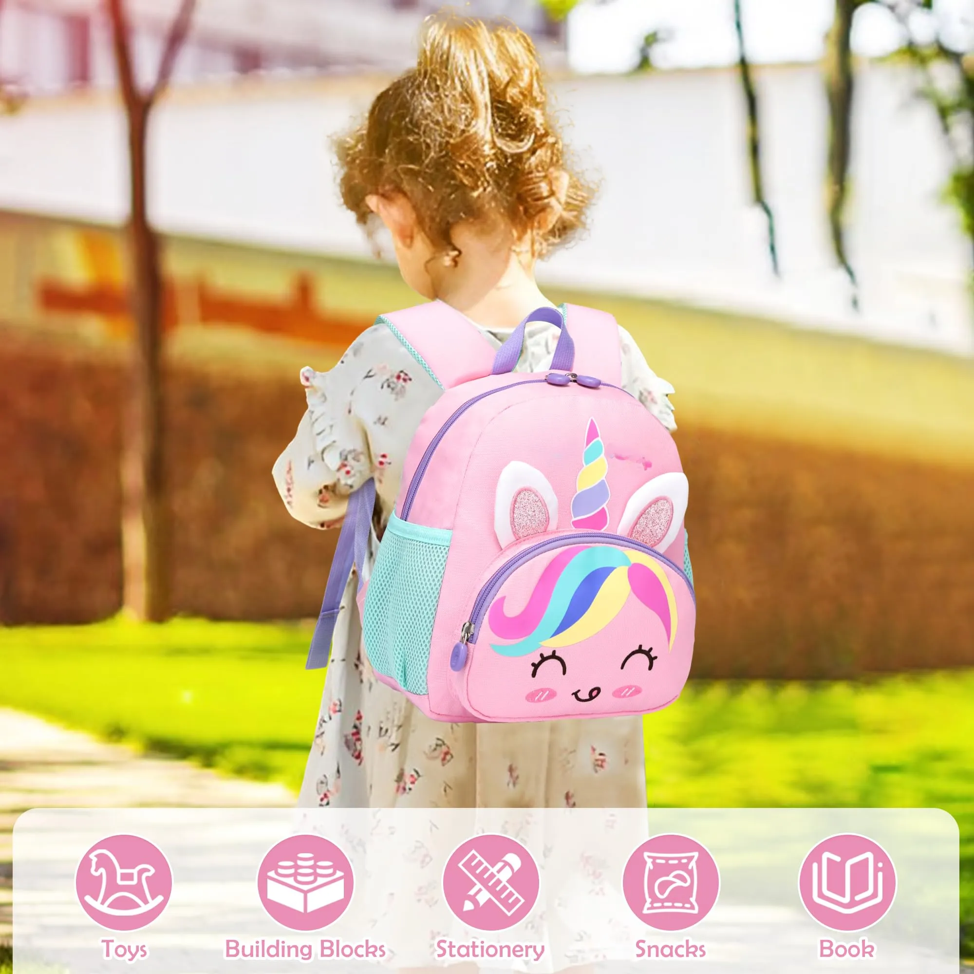 Small Backpack Kids with Chest Strap, Lightweight Waterproof Preschool Toddler School Backpack