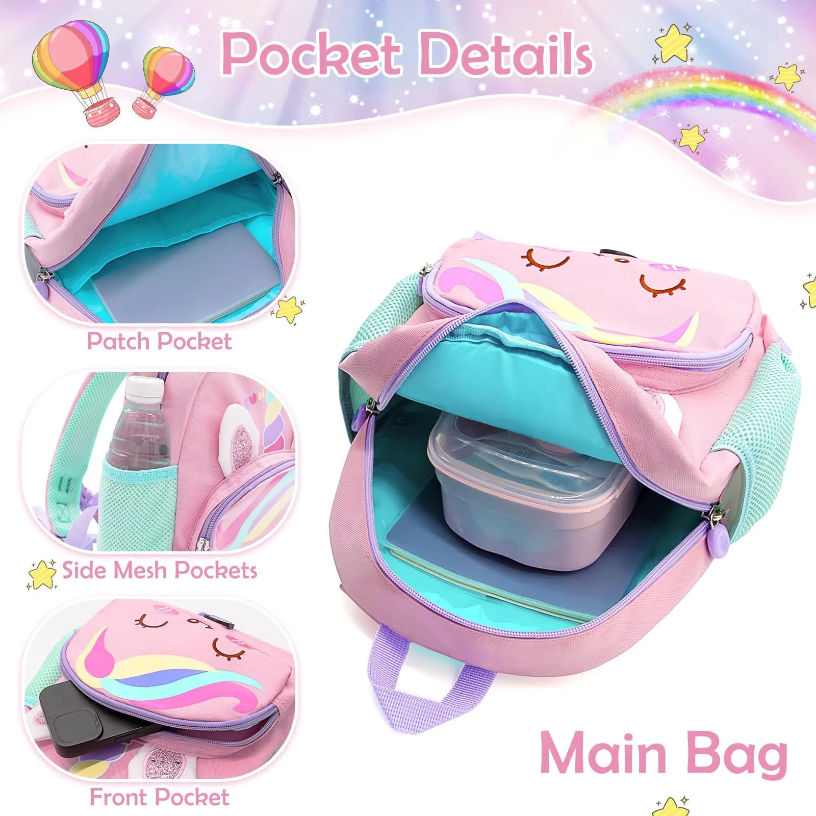 Small Backpack Kids with Chest Strap, Lightweight Waterproof Preschool Toddler School Backpack