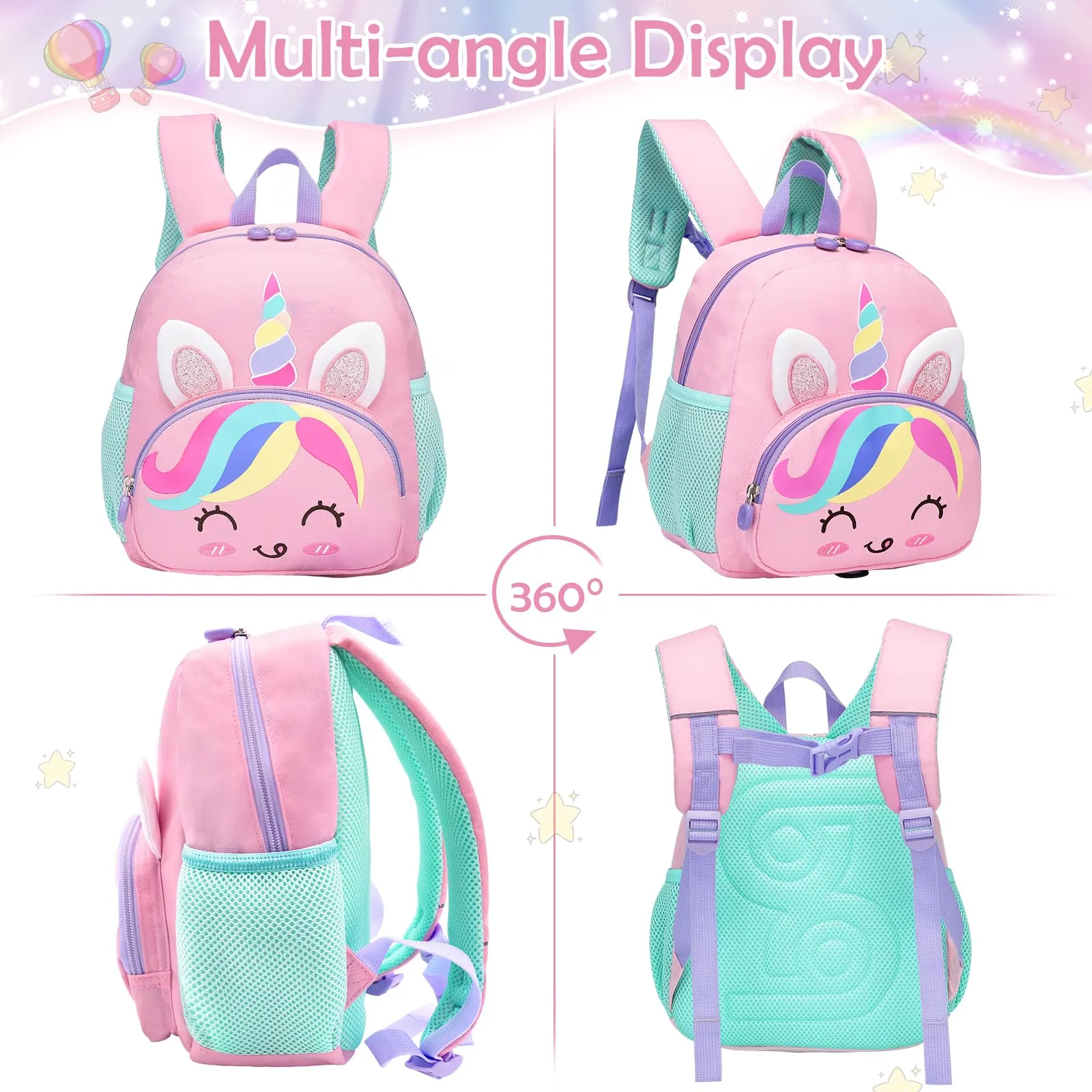 Small Backpack Kids with Chest Strap, Lightweight Waterproof Preschool Toddler School Backpack