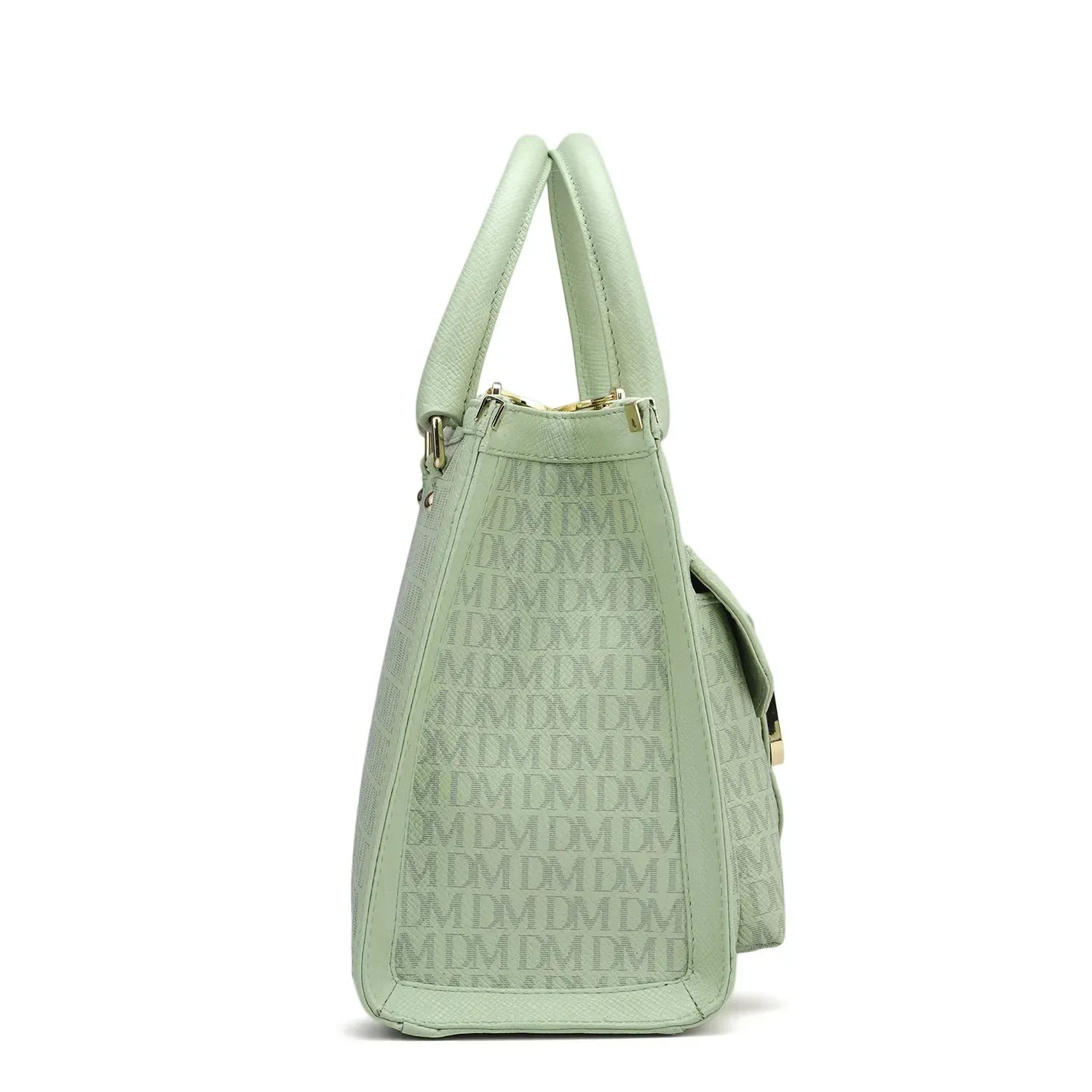 Small Monogram Leather Satchel - Mint