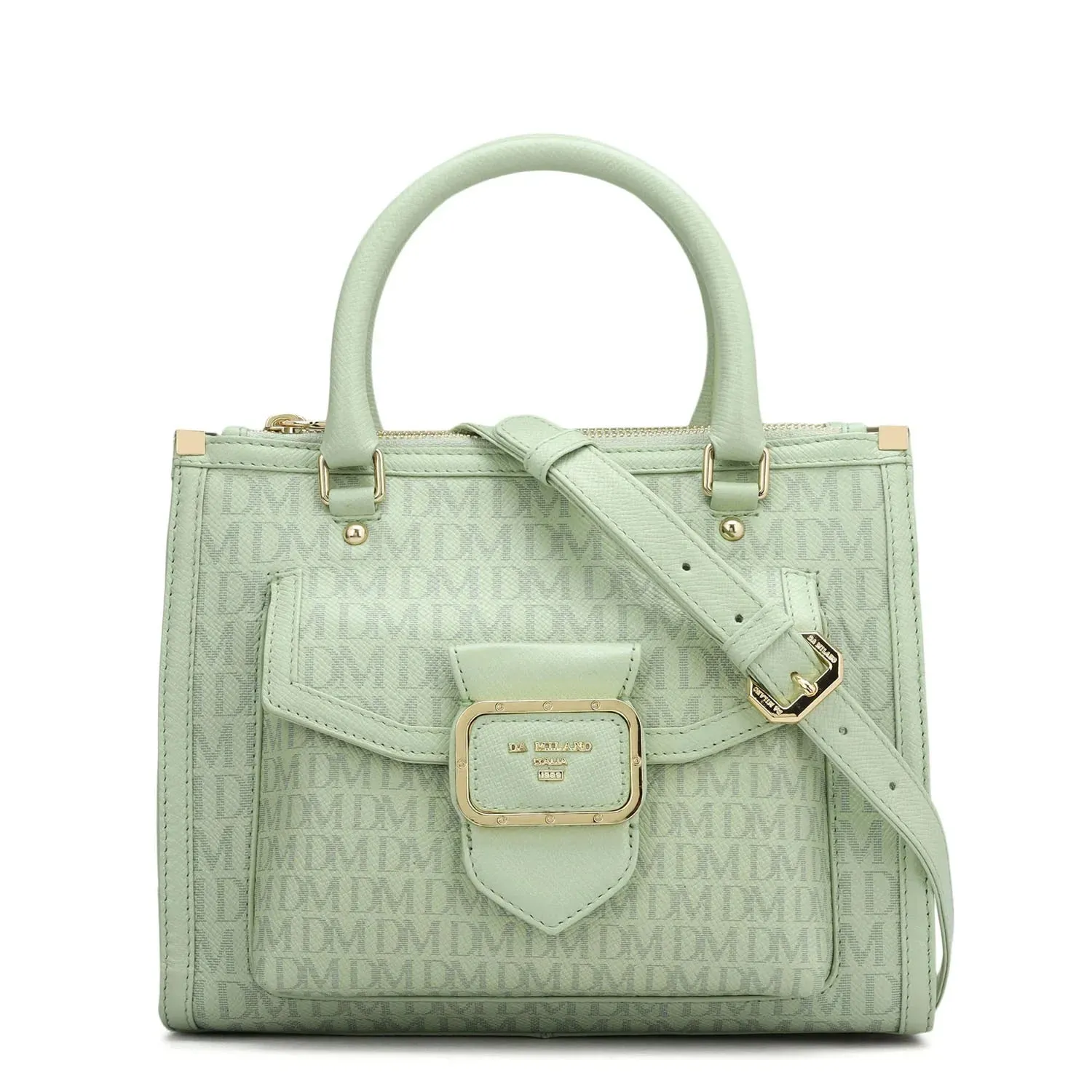 Small Monogram Leather Satchel - Mint