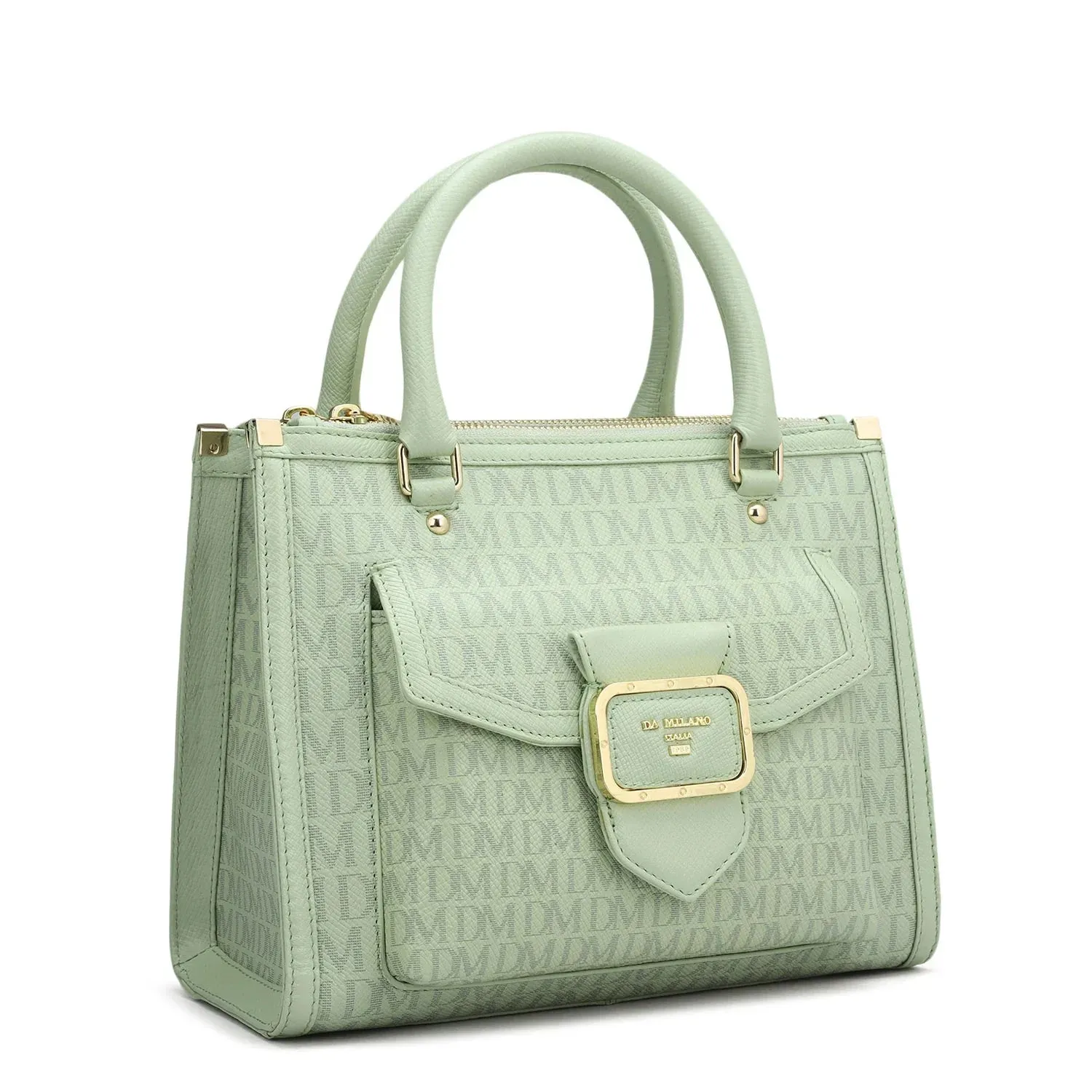 Small Monogram Leather Satchel - Mint