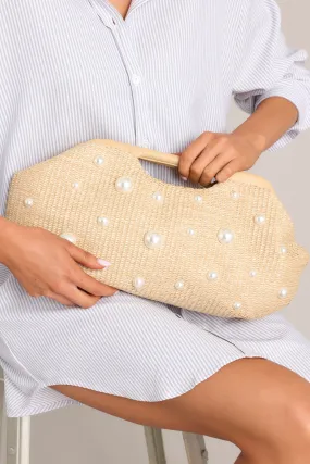 Strokes of Imagination Rattan Pearl Clutch