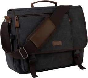 VASCHY Messenger Bag for Men,Canvas Briefcases 15.6in Laptop Bag Crossbody Satchel Computer Bags for Work Office Women