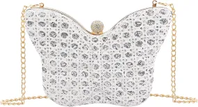 Women Elegant Butterfly Clutches Glitter Evening Bag Shoulder Bag Party Wedding Cocktail Prom Handbags